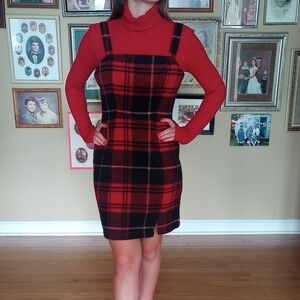 Red Plaid Dress - Classic Plaid Layering Piece